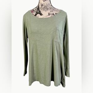 Cynthia Rowley Cotton Sage Green Single Front Pocket Long Sleeve Top Size M